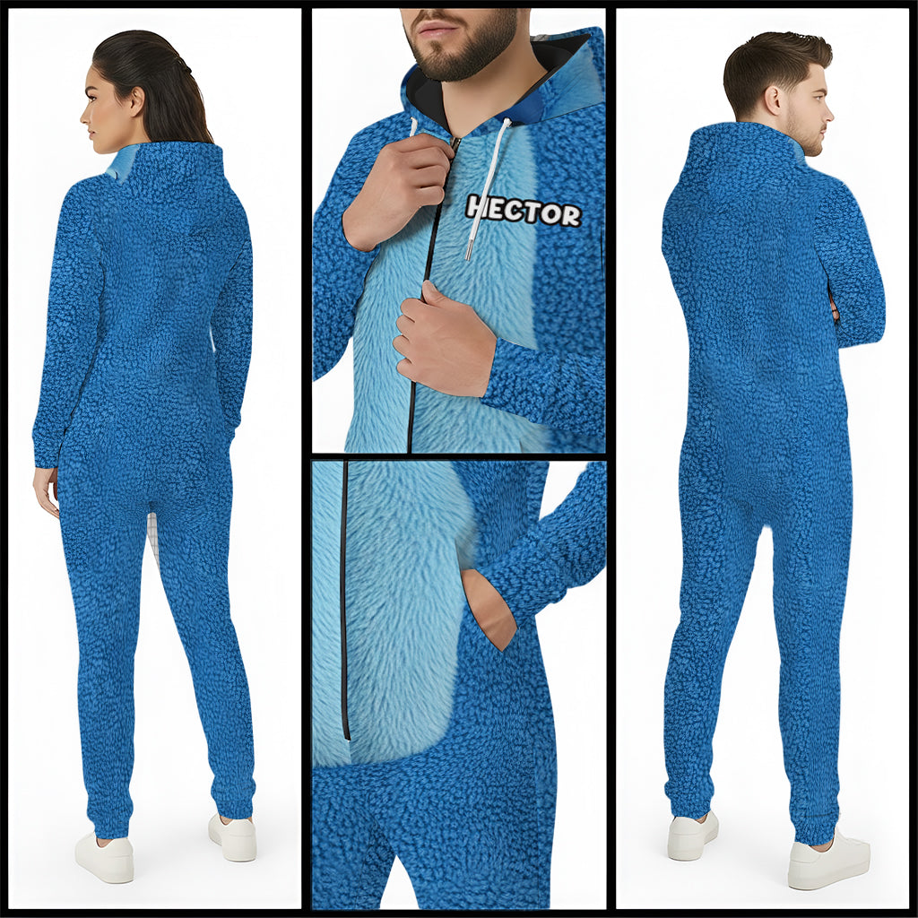 Cartoon Couple - Personalized Ohana Hooded Jumpsuit