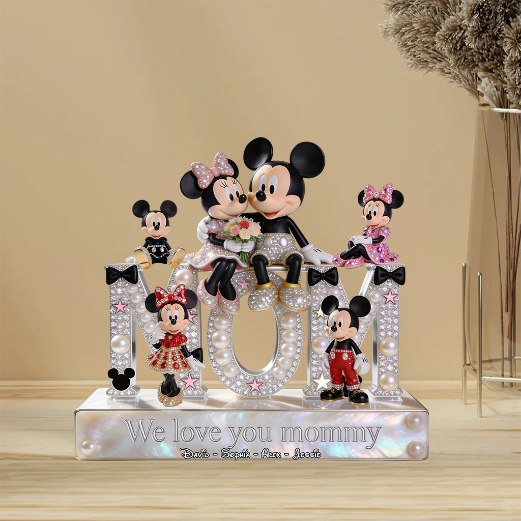 Cartoon Mouse Fans Gift, Mother Day Gift - Personalized Mouse Custom Shaped Acrylic Plaque