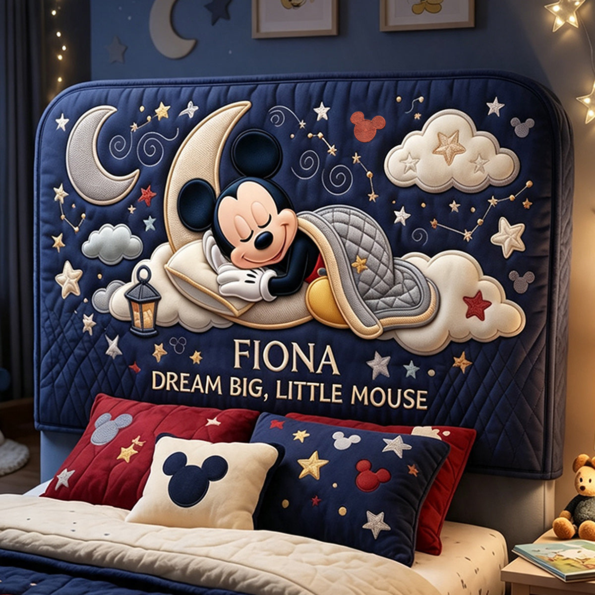 Dream Big, Little Mouse - Personalized Mouse Headboard Slipcover