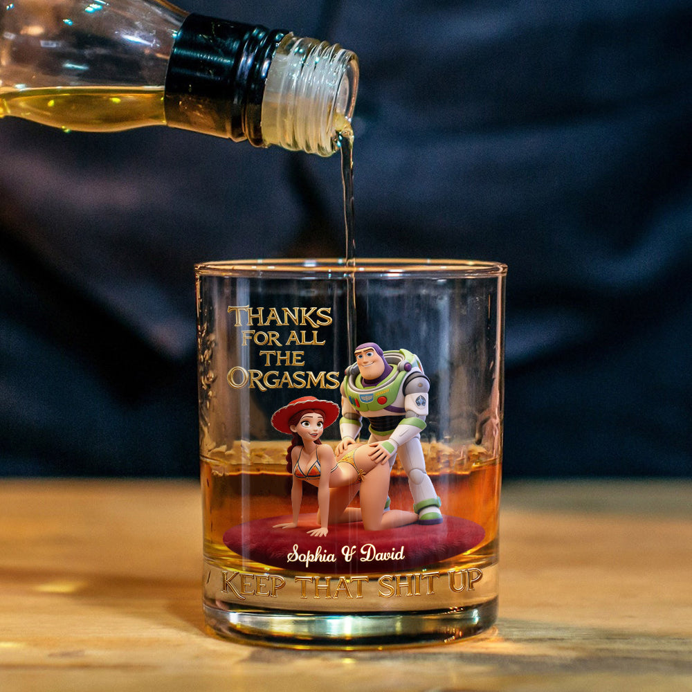 Keep That Sht Up - Personalized Spicy Couple Whiskey Glass