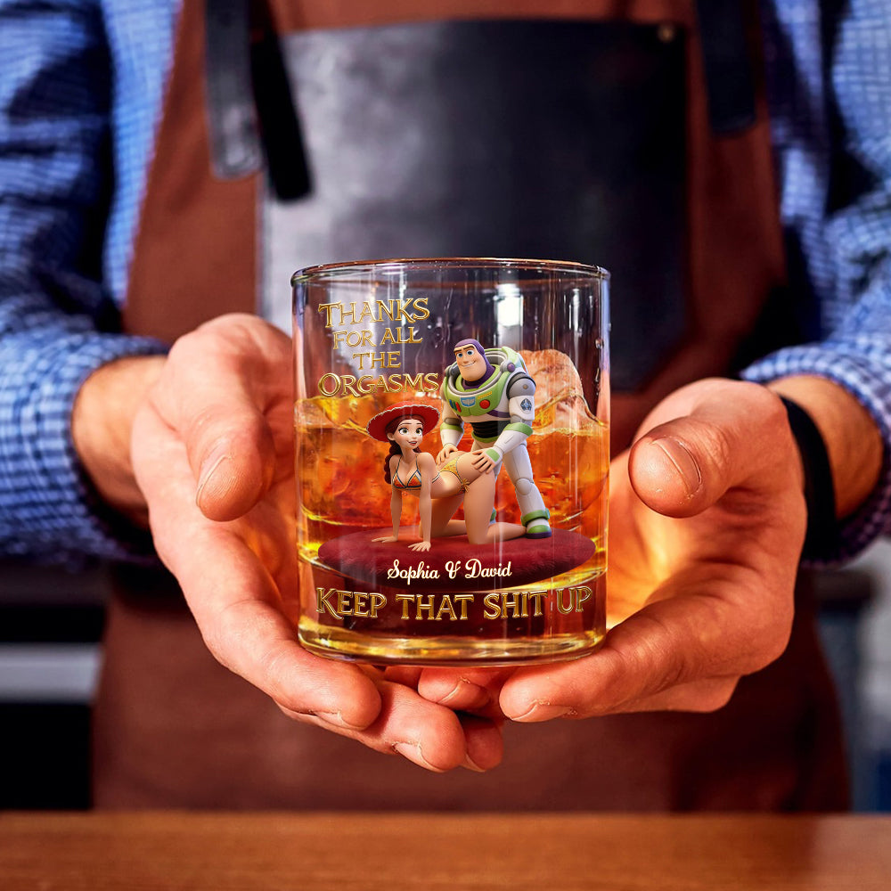 Keep That Sht Up - Personalized Spicy Couple Whiskey Glass