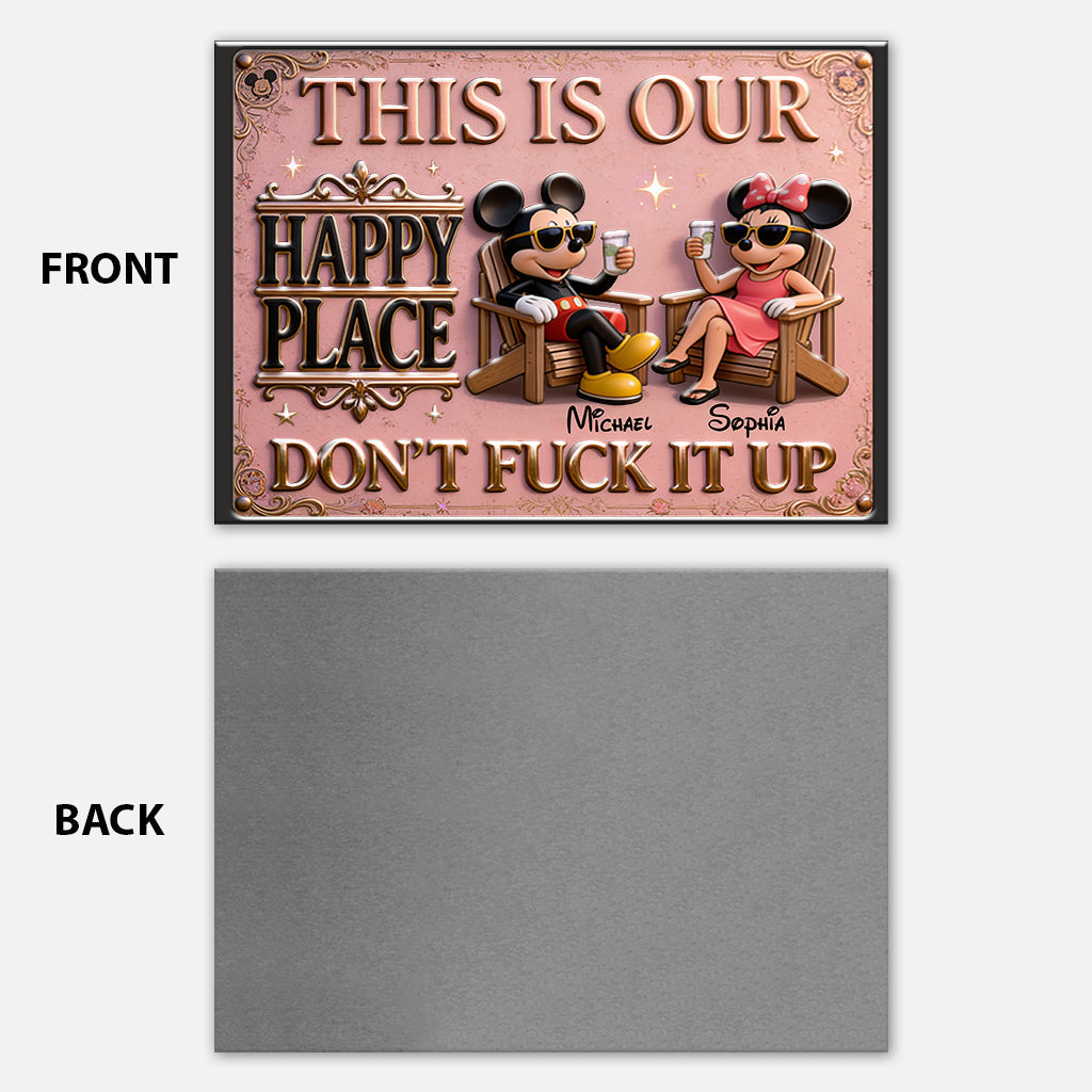 This Is Our Happy Place - Personalized Mouse 3D Printed Metal Sign