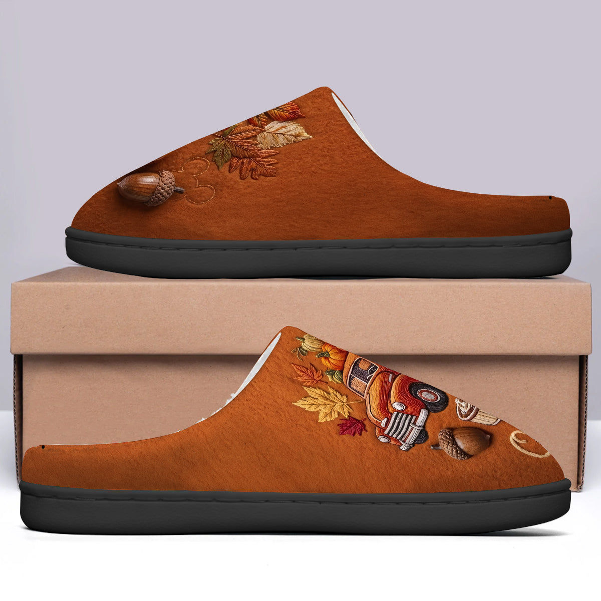 Autumn Pumpkin Cartoon Mouse - Personalized Mouse Slippers