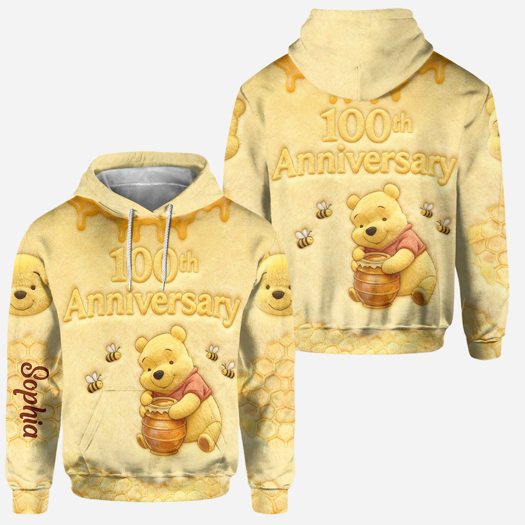 100 Years Of Wonder - Personalized Yellow Bear Hoodie and Leggings