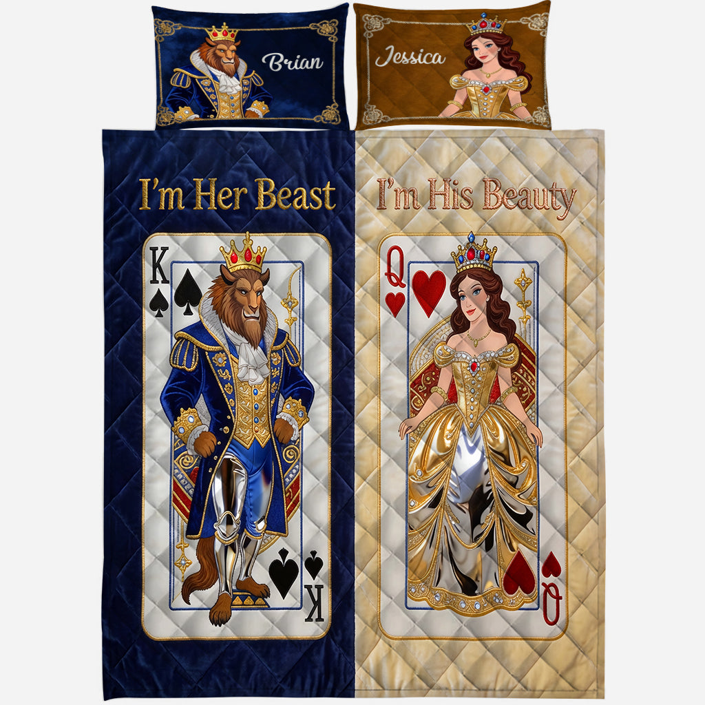 Her Beast His Beauty - Personalized Beauty And The Beast Quilt Set