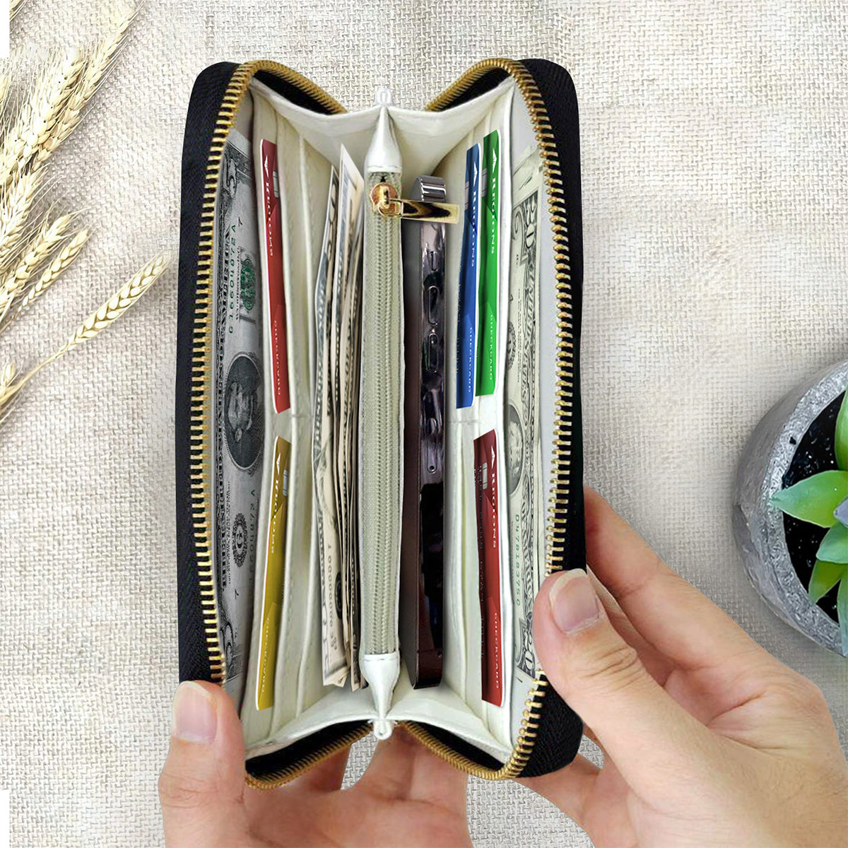 Ohana Means Family - Personalized Ohana Leather Long Wallet