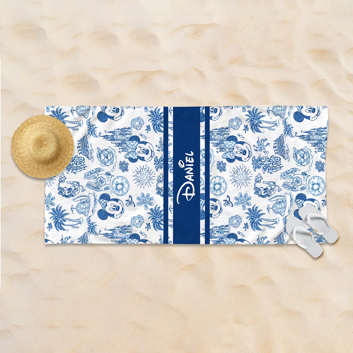 Magical Love Toile De Jouy - Personalized Mouse Quick-dry Beach Towel/ Bath Towel
