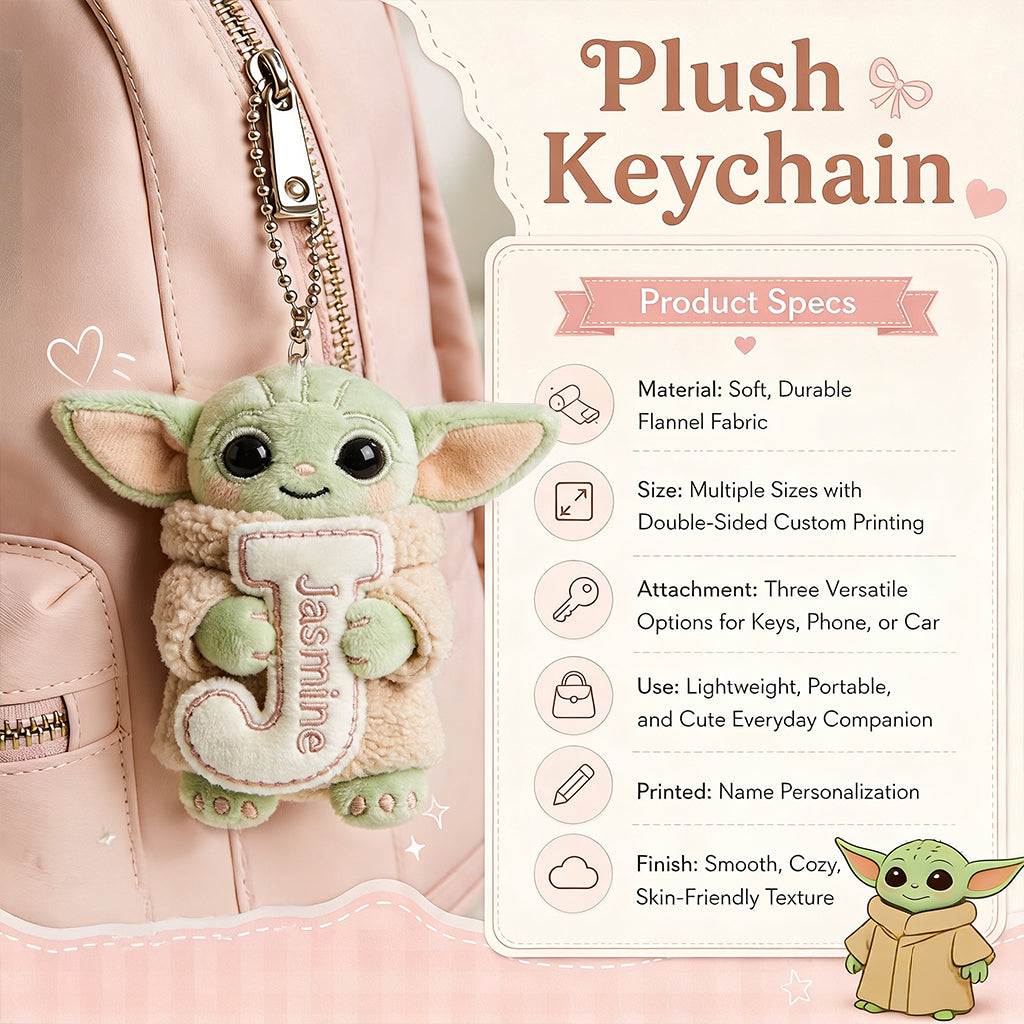 Cute Initial Letter Summer Vibe - Personalized The Force Plush Keychain