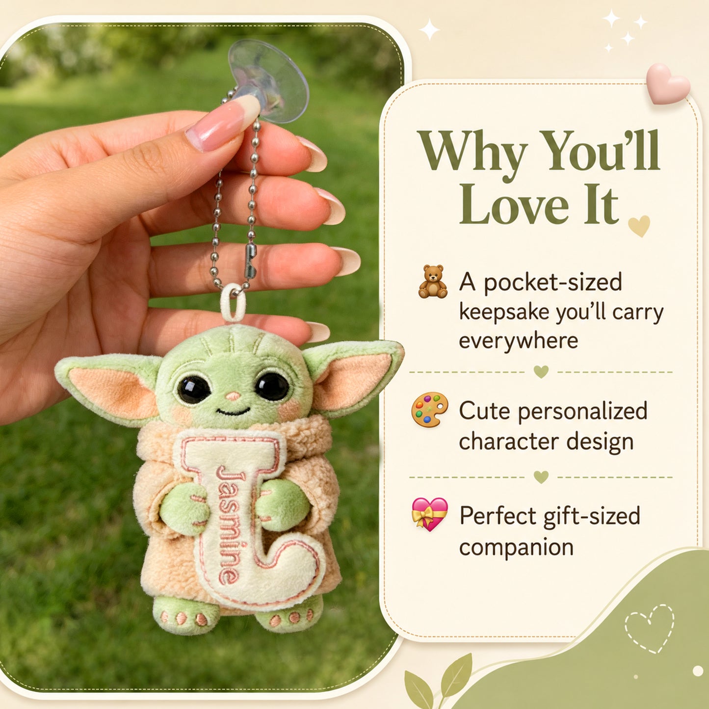 Cute Initial Letter Summer Vibe - Personalized The Force Plush Keychain