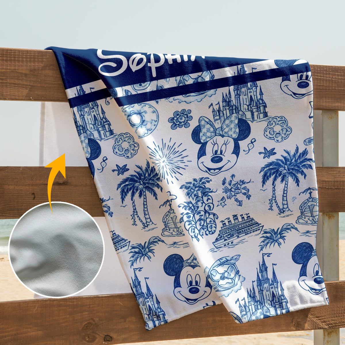 Magical Mouse Ears Pattern - Personalized Mouse Women Swimming Bodysuit & Beach Towel