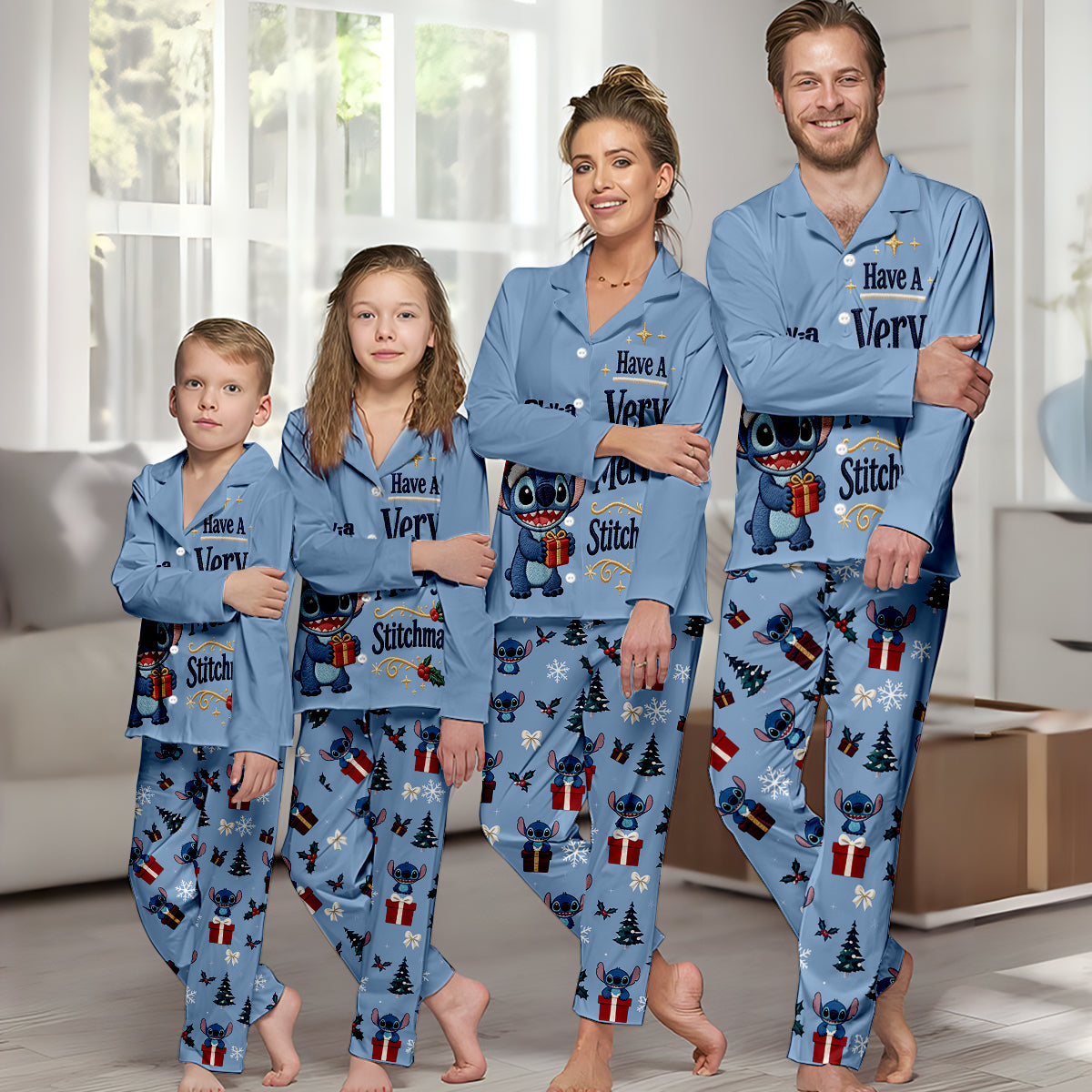 Have A Very Merry Stitchmas - Personalized Ohana Button Down Pajamas