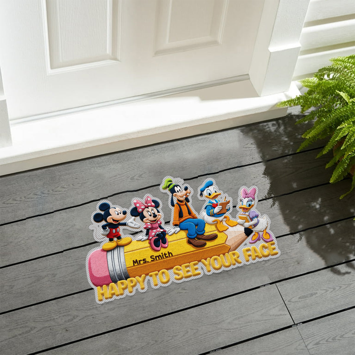Happy To See Your Face - Personalized Mouse Non-Slip Tufted Rug