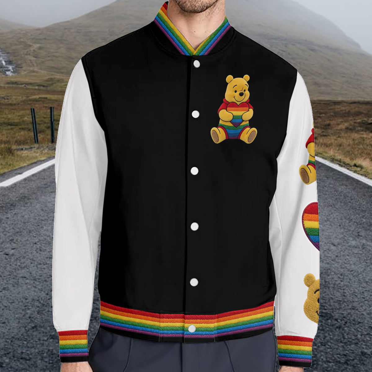Love Is Love Cute Bear - Personalized LGBT Support Varsity Jacket