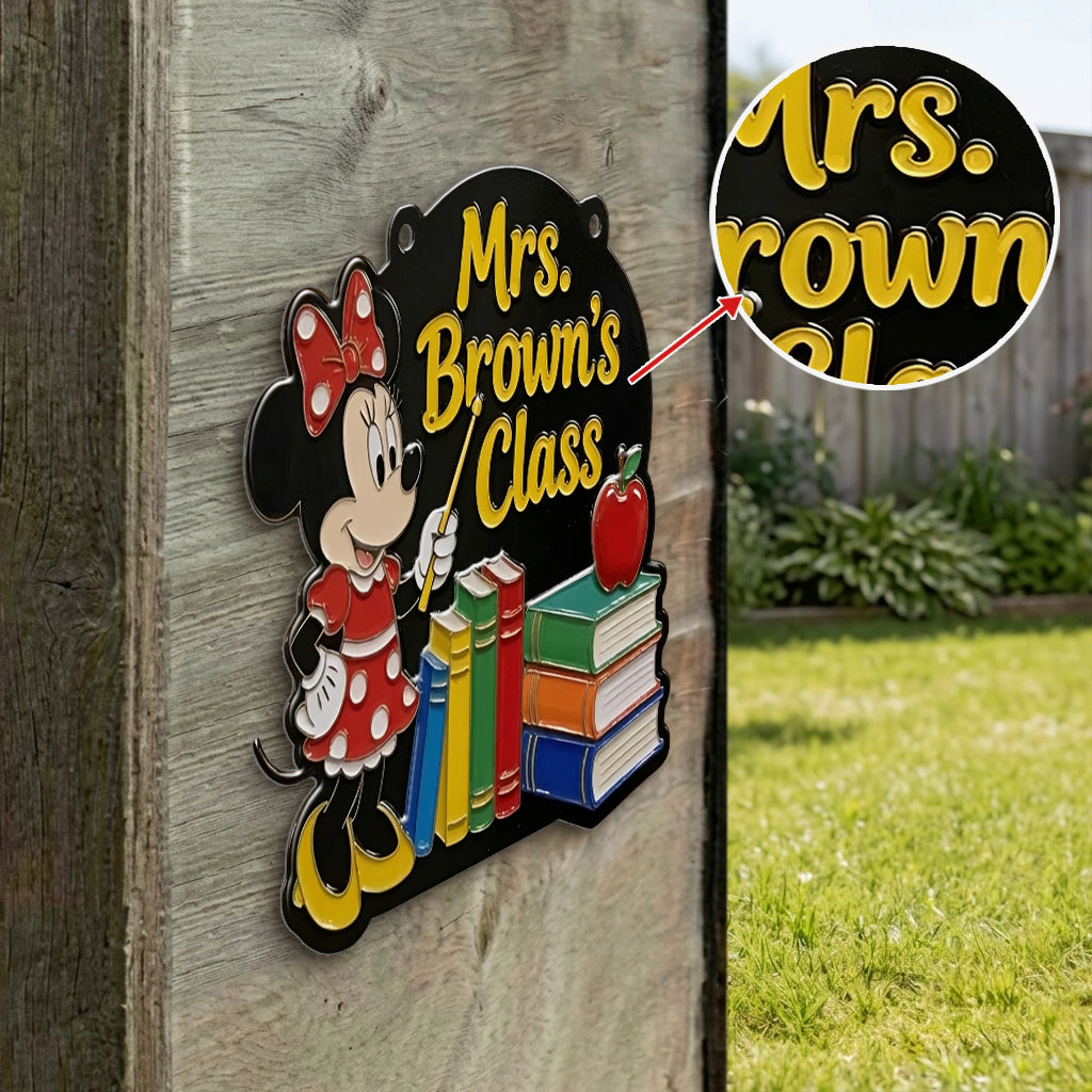 Custom Teacher Class - Personalized Mouse 3D Printed Cut Metal Sign