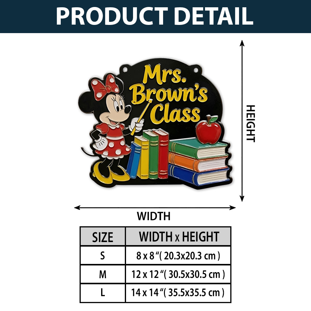 Custom Teacher Class - Personalized Mouse 3D Printed Cut Metal Sign