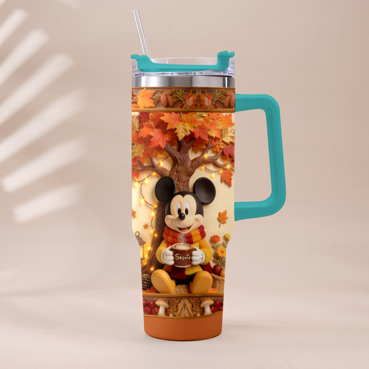 Fall Vibes - Personalized Mouse Tumbler With Plush Charm