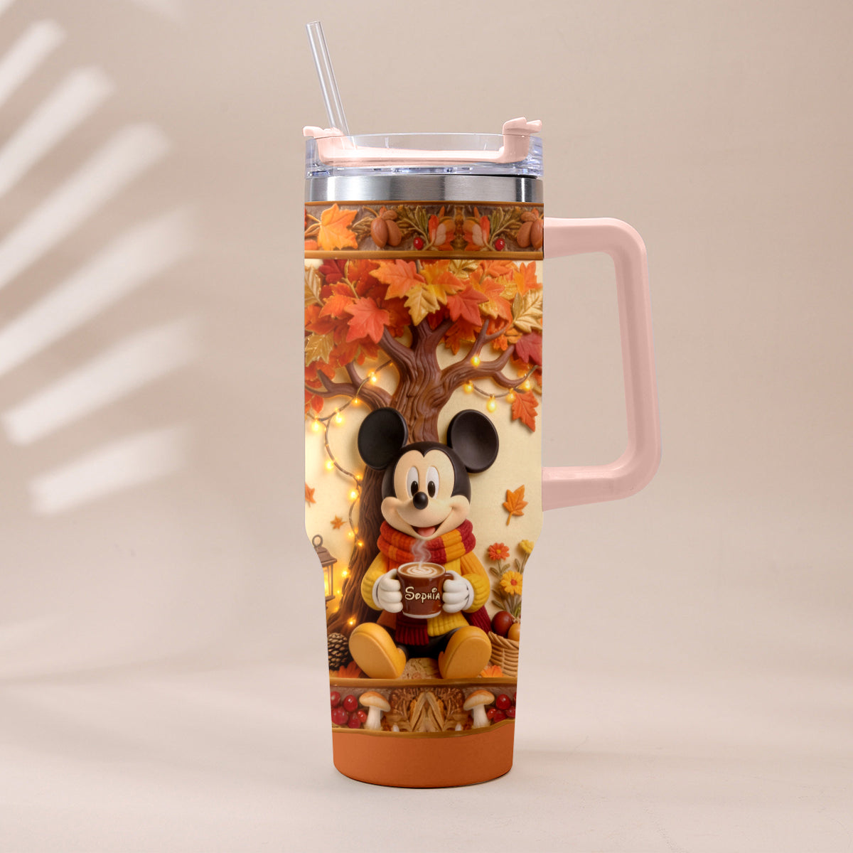 Fall Vibes - Personalized Mouse Tumbler With Plush Charm