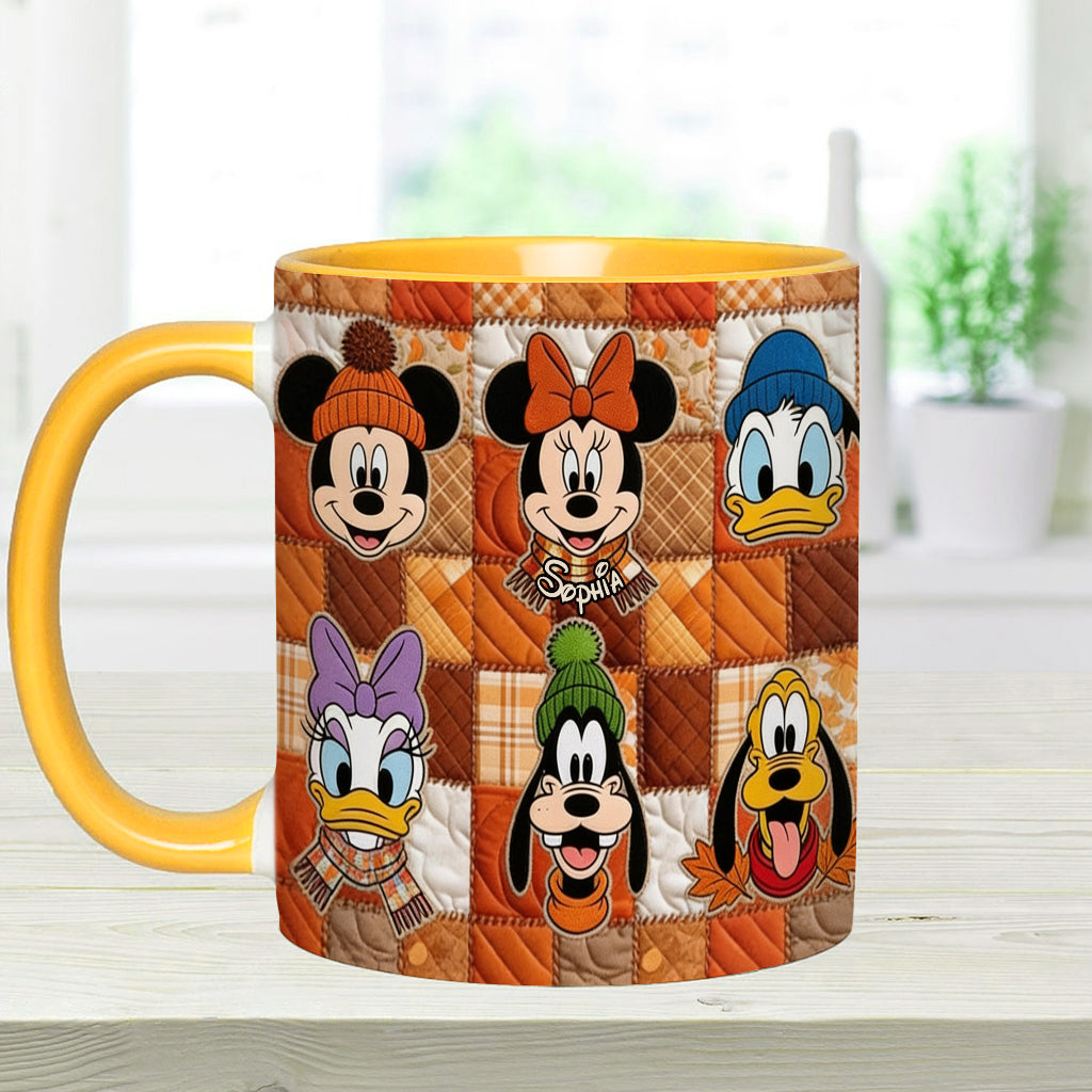 Autumn Patchwork Thanksgiving - Personalized Mouse Accent Mug & Coaster