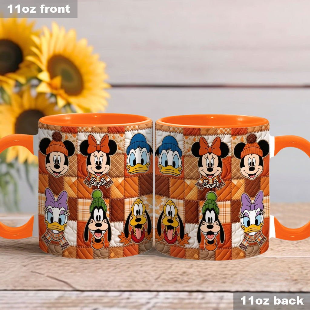 Autumn Patchwork Thanksgiving - Personalized Mouse Accent Mug & Coaster