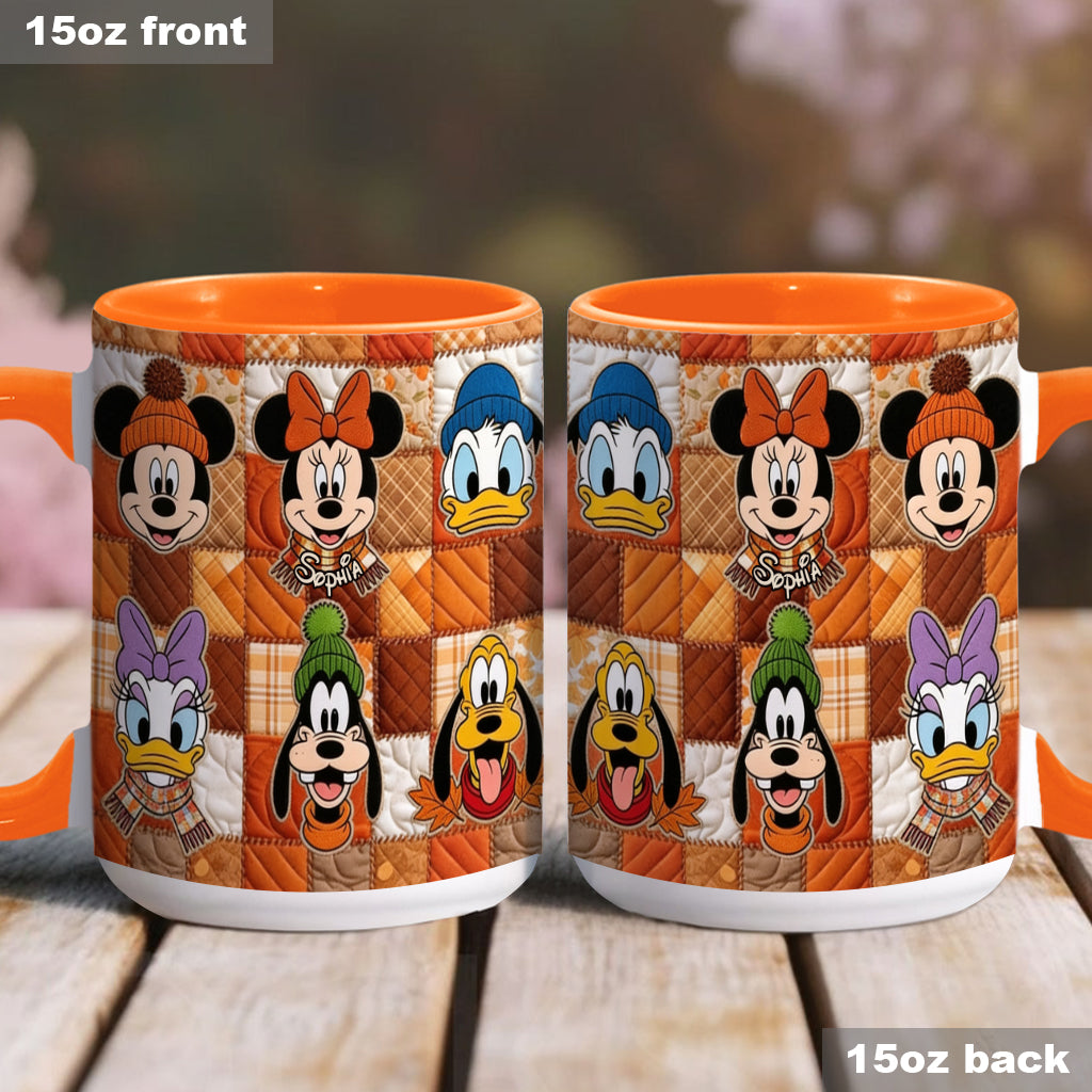 Autumn Patchwork Thanksgiving - Personalized Mouse Accent Mug & Coaster