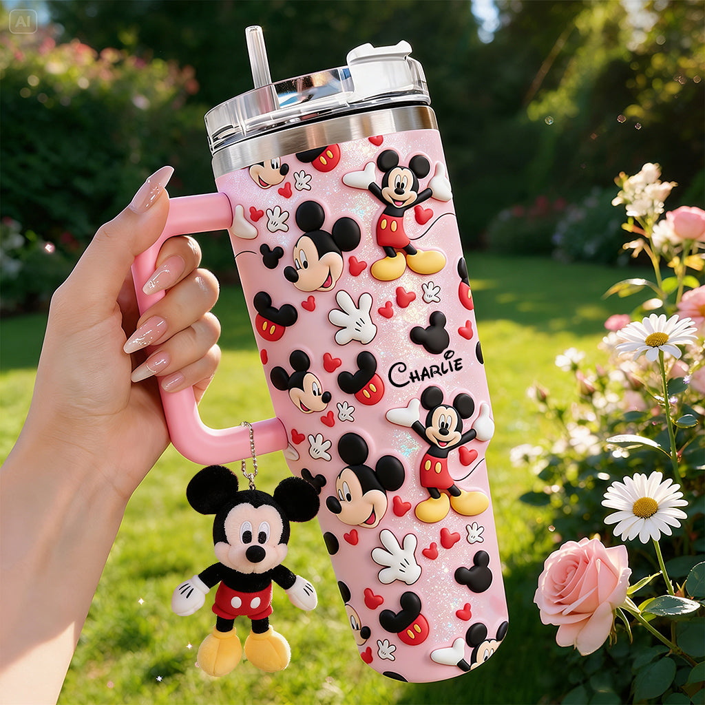 Cartoon Magical Mouse - Personalized Mouse Tumbler With Plush Charm