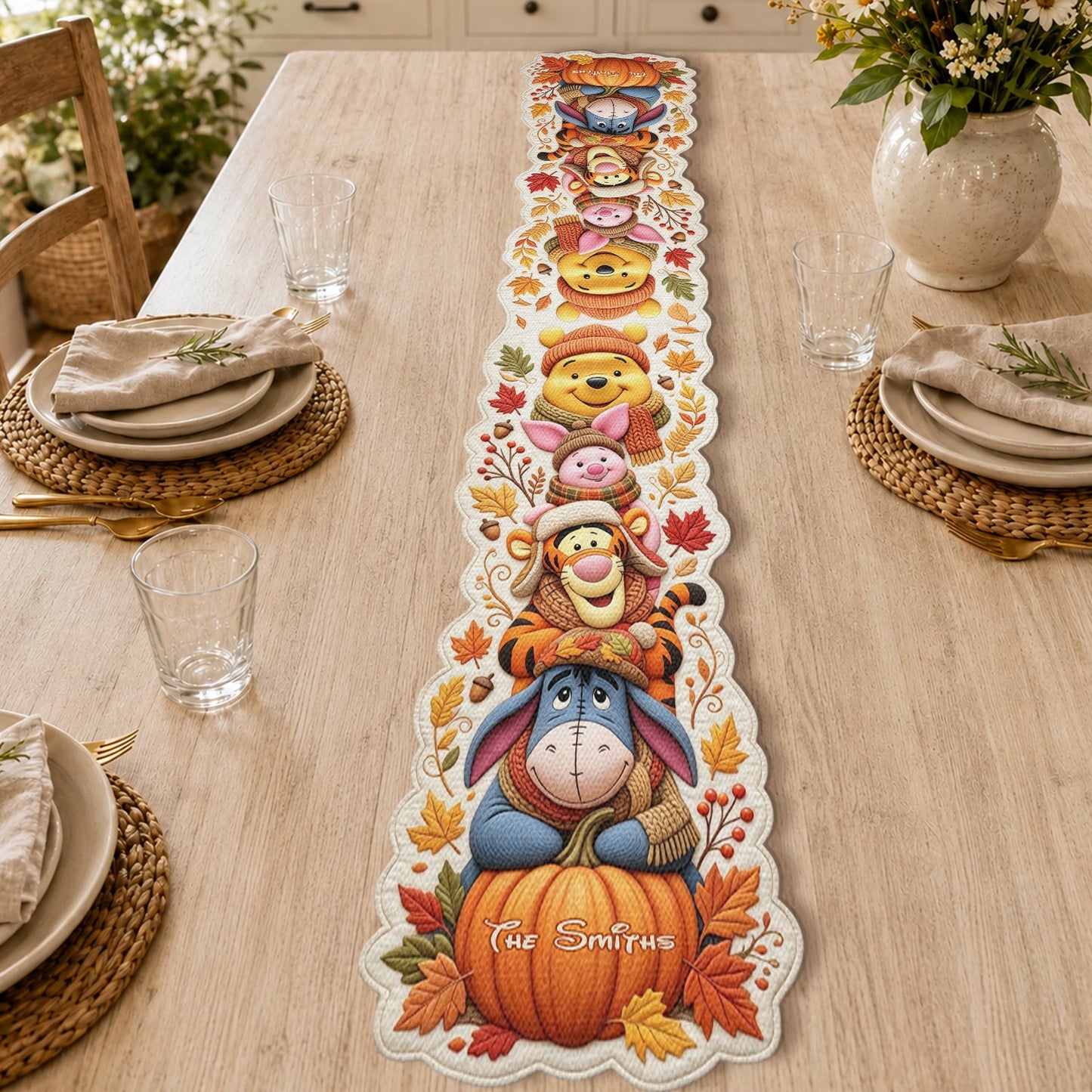 Wonderful Time Of The Year - Personalized Yellow Bear Table Runner Custom Shape