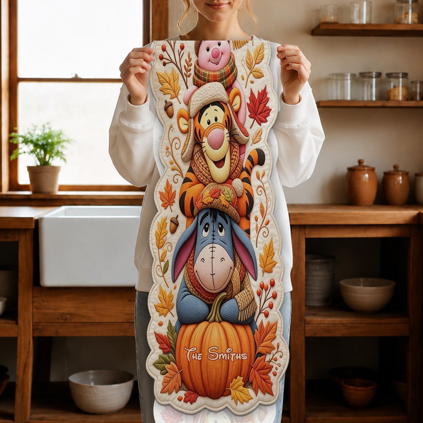 Wonderful Time Of The Year - Personalized Yellow Bear Table Runner Custom Shape