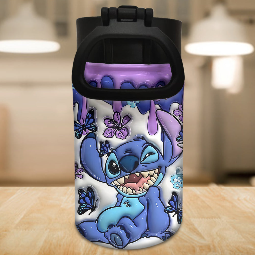 Cute Monster Custom Name - Personalized Ohana Kids Water Bottle