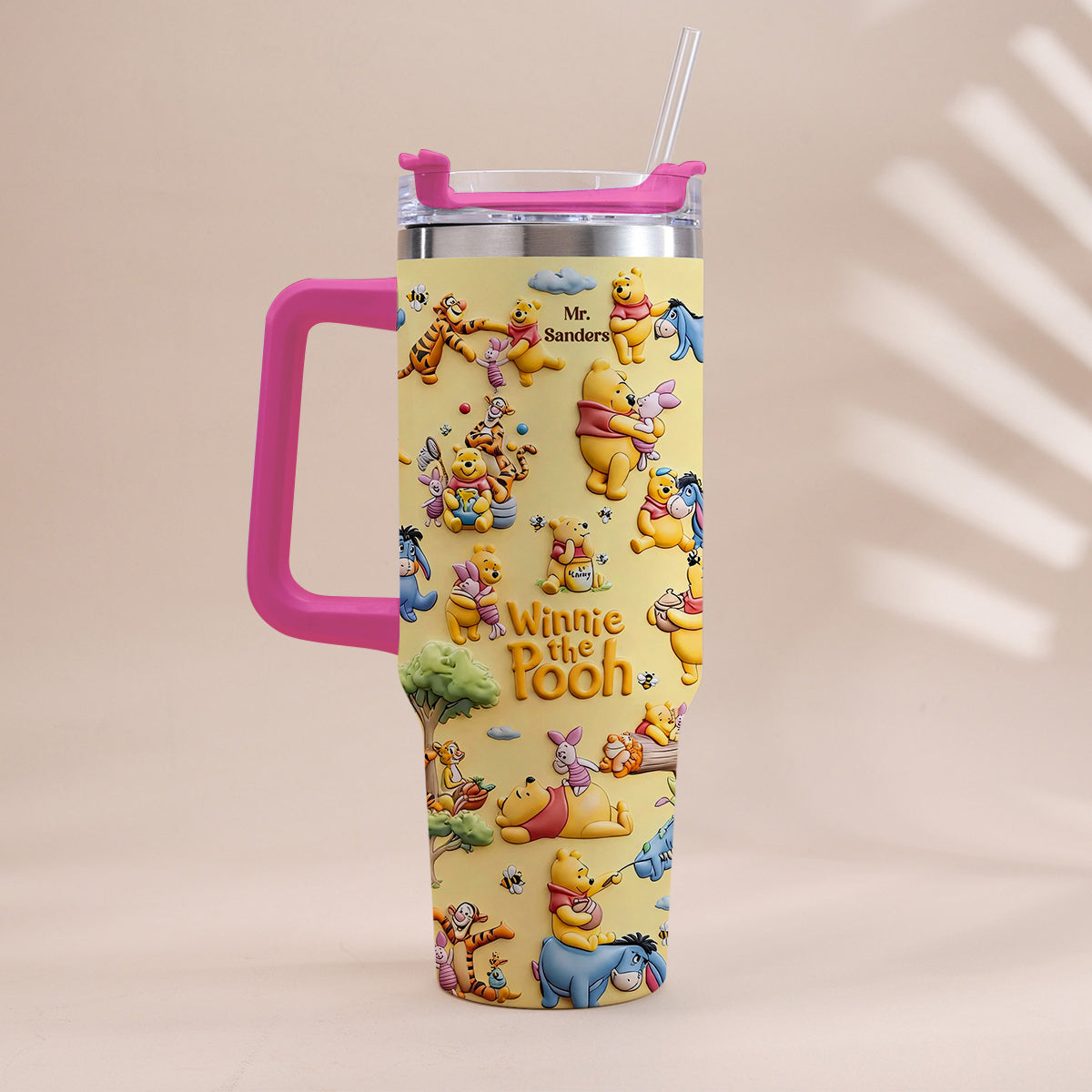 Honey Bear - Personalized Yellow Bear Tumbler With Handle