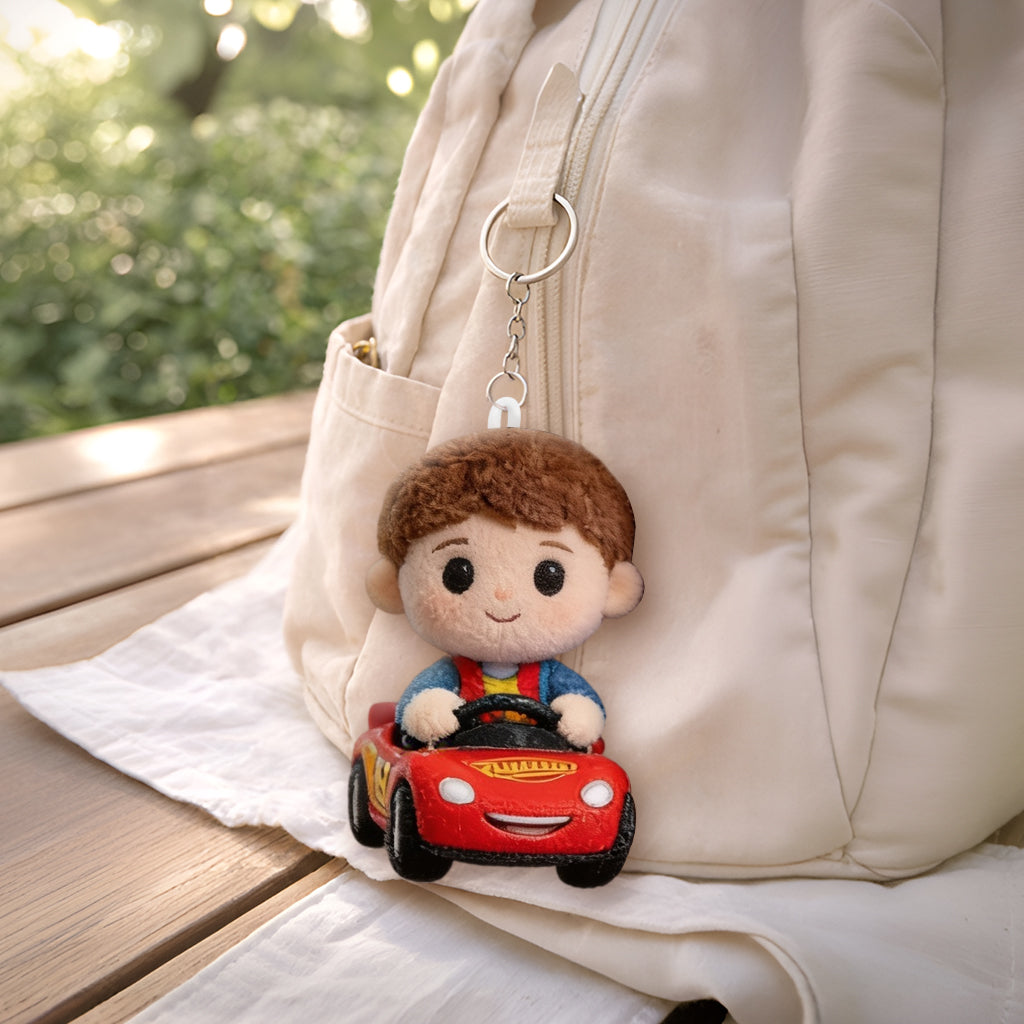 Kid On Wheel - Personalized Racing Lover Kid Bottle With Plush Charm