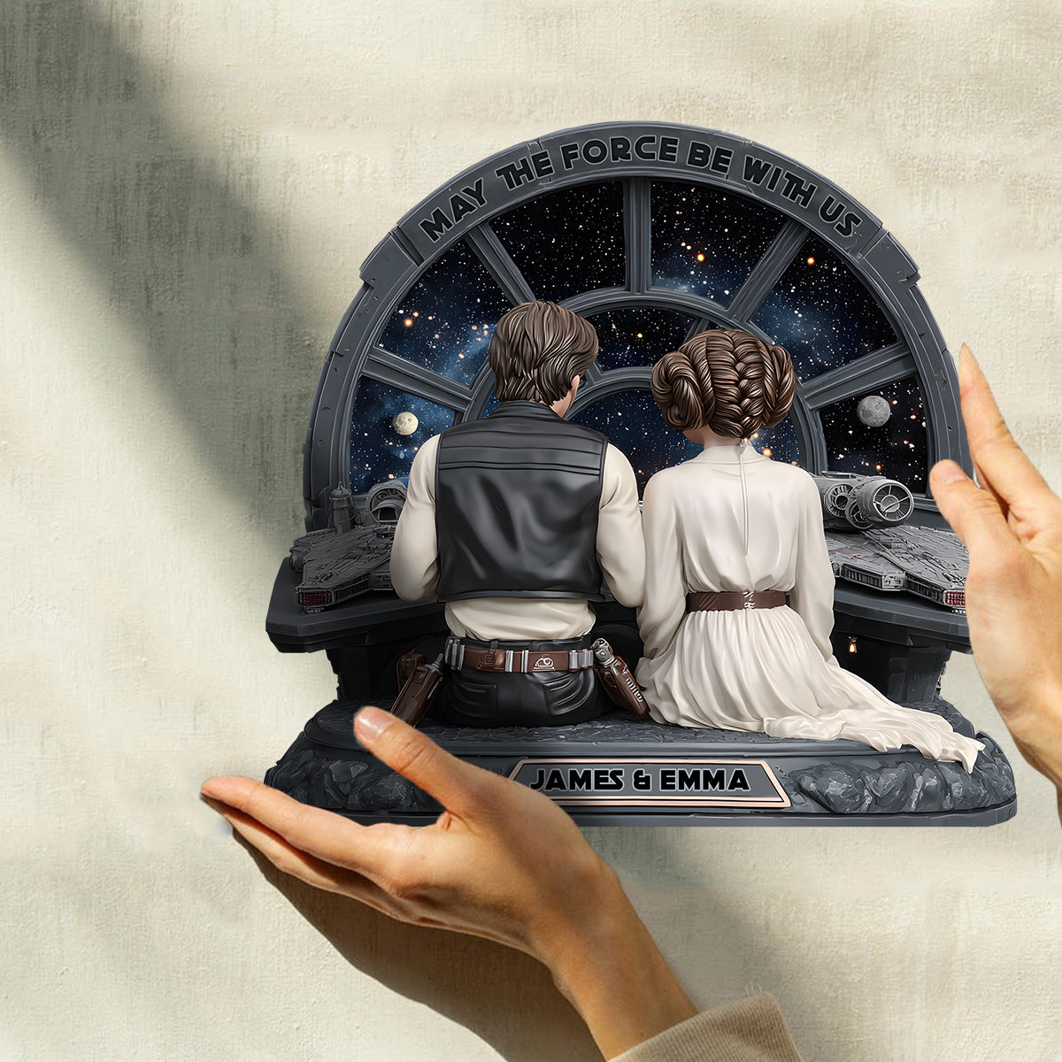 Couple Gift - May The Force Be With Us - Personalized The Force Custom Shaped Wood Plaque