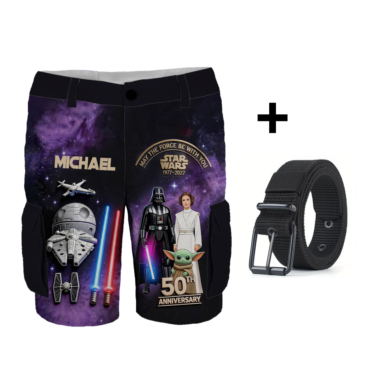 May The Force Be With You - Personalized The Force Cargo Shorts With Belt