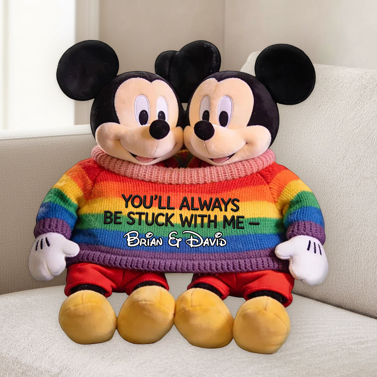 Love Is Love Mouse Couple - Personalized Mouse Premium Faux Fur Pillow