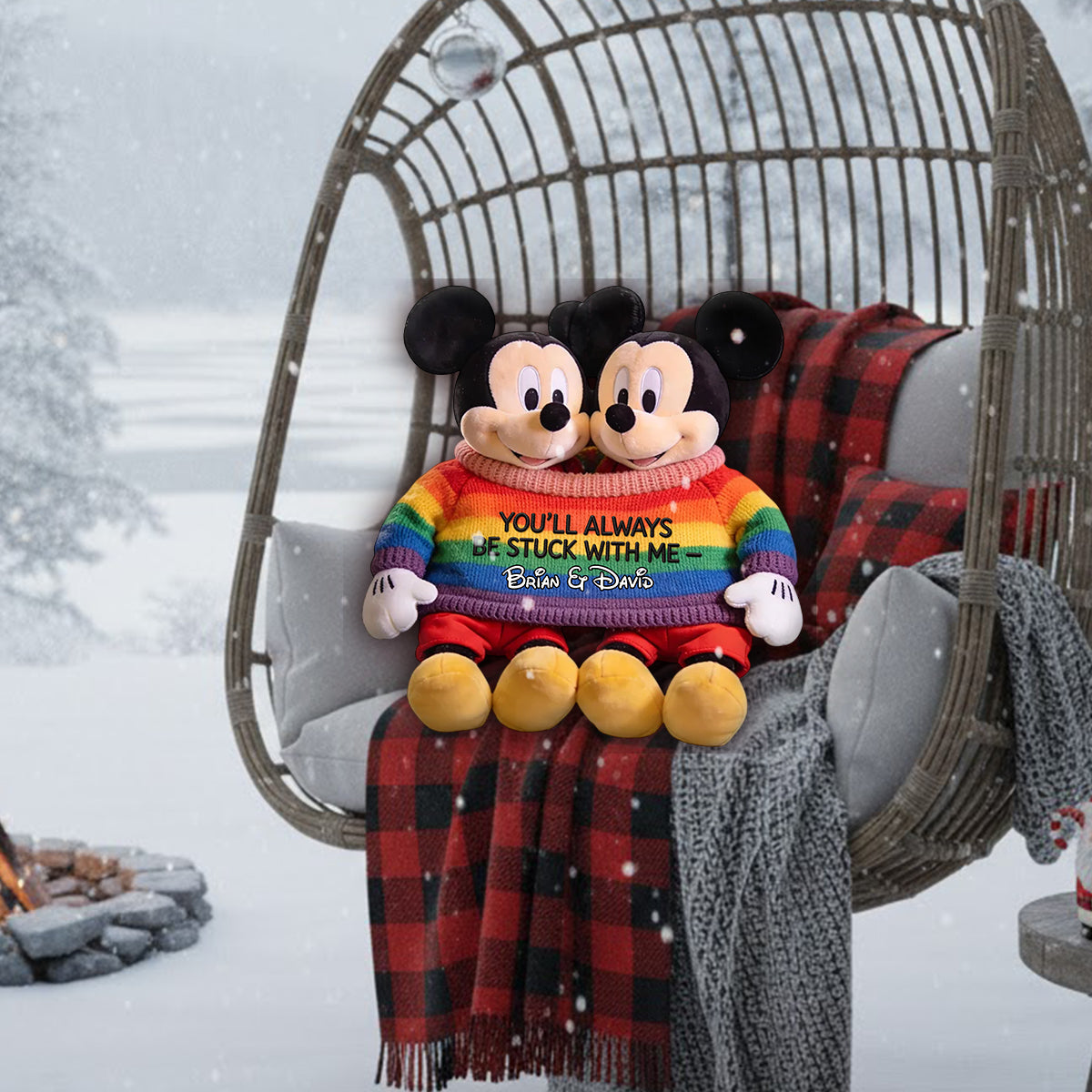 Love Is Love Mouse Couple - Personalized Mouse Premium Faux Fur Pillow