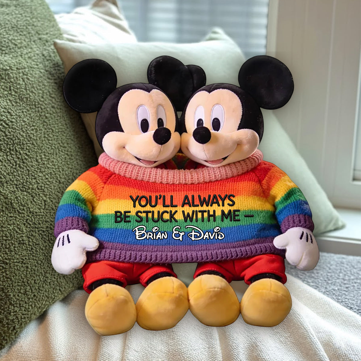 Love Is Love Mouse Couple - Personalized Mouse Premium Faux Fur Pillow