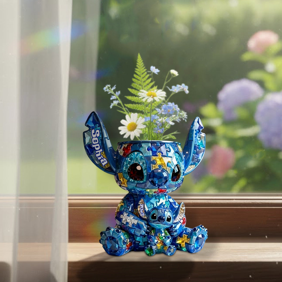 Alien Puzzle Piece - Personalized Autism Awareness Custom Shape Acrylic Flower Vase