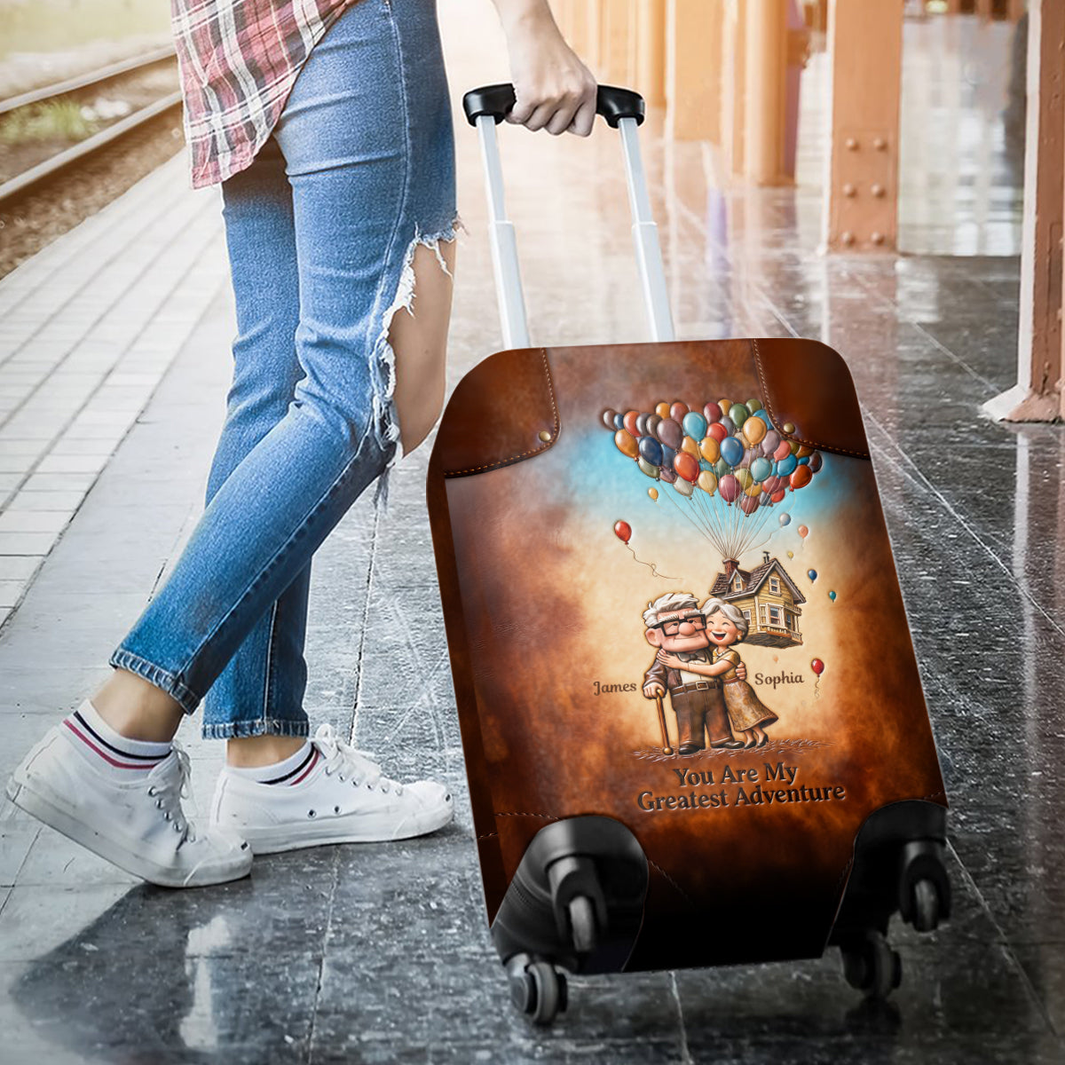 You Are My Greatest Adventure - Personalized Up Movie Couple Luggage Cover