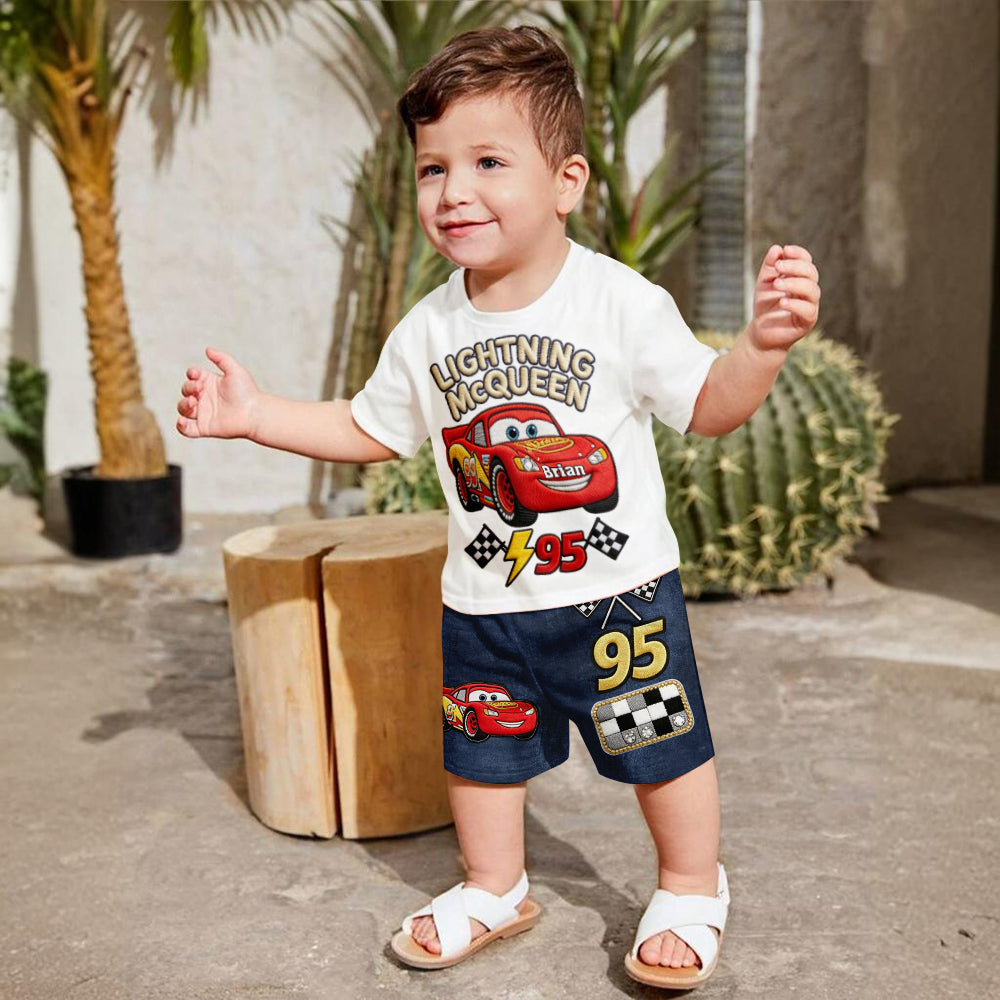 Little Racer Summer Adventure - Personalized Racing Lover Kid T-shirt & Shorts