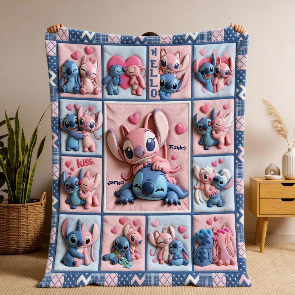 Cartoon Couple - Personalized Ohana Blanket