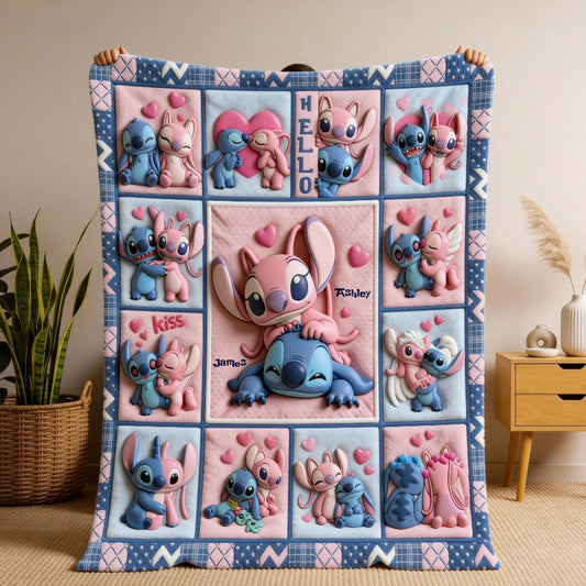 Cartoon Couple - Personalized Ohana Blanket