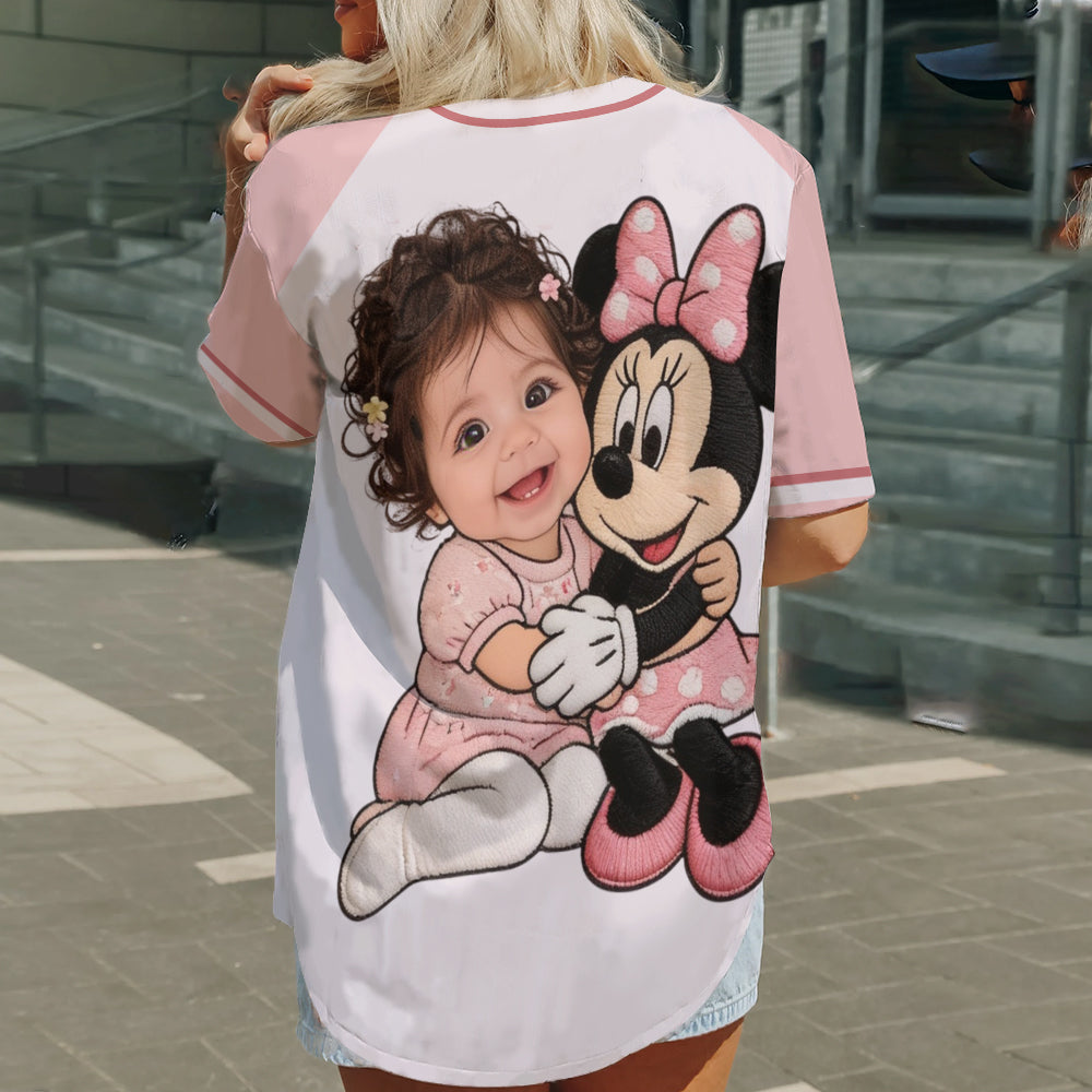 Any Photo, Any Character - Gift For Kids - Personalized Mouse Baseball Jersey