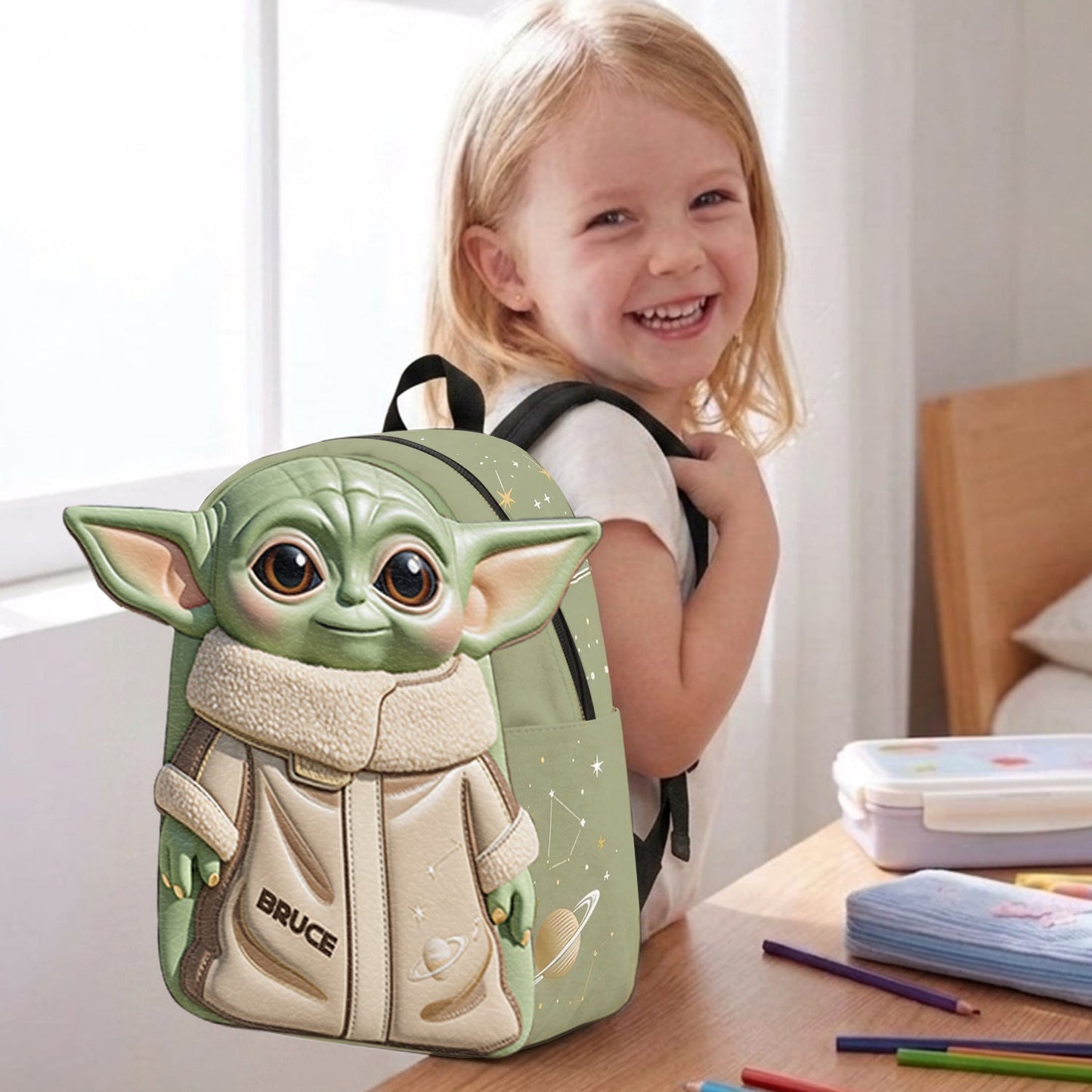 Cute Alien - Personalized The Force Changeable Leather Patch Backpack