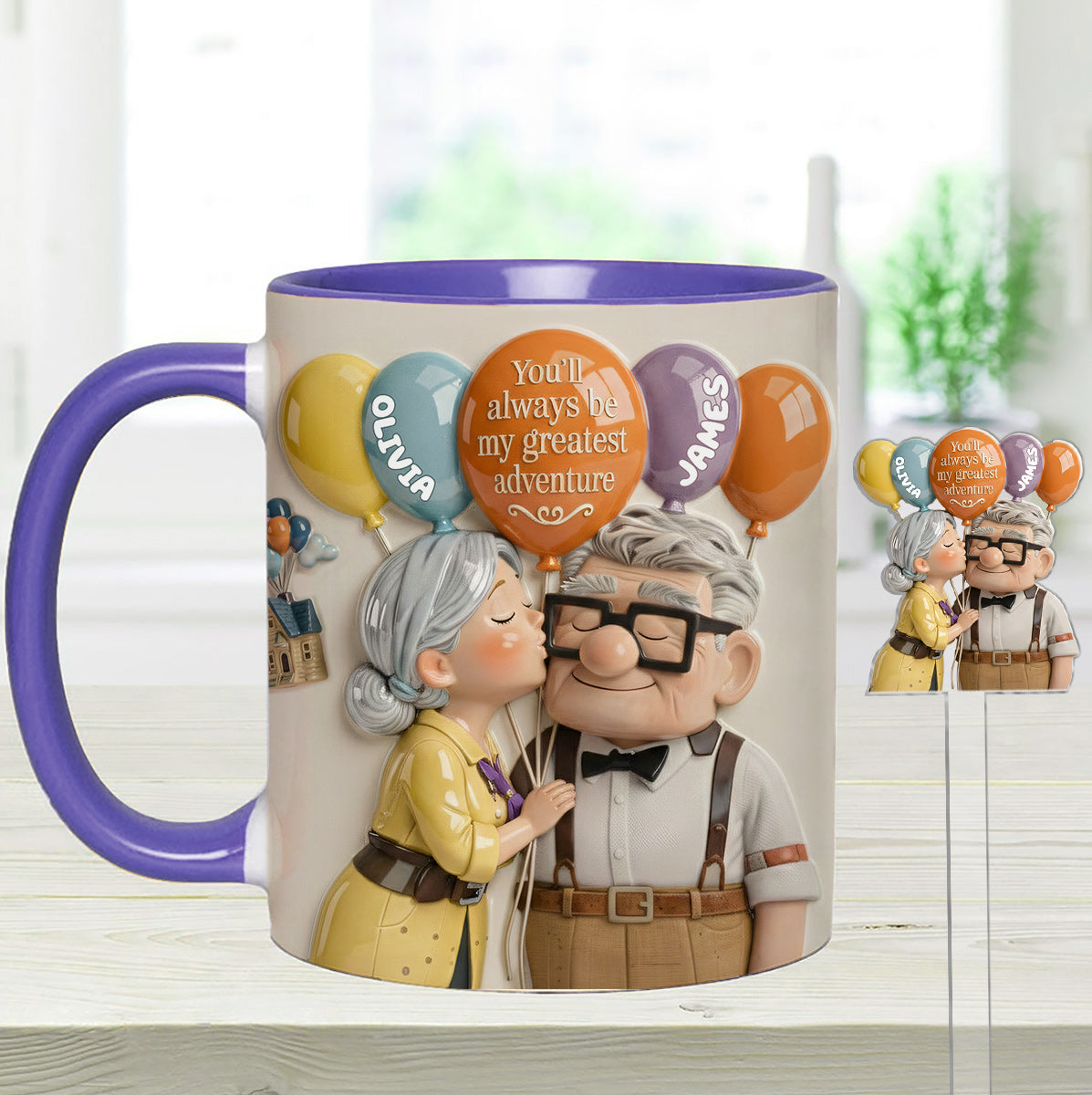 You'll Always Be My Greatest Adventure - Personalized Couple Up Set Accent Mug with Acrylic Stirrers