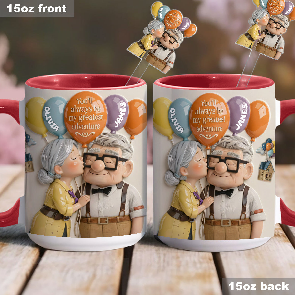 You'll Always Be My Greatest Adventure - Personalized Couple Up Set Accent Mug with Acrylic Stirrers