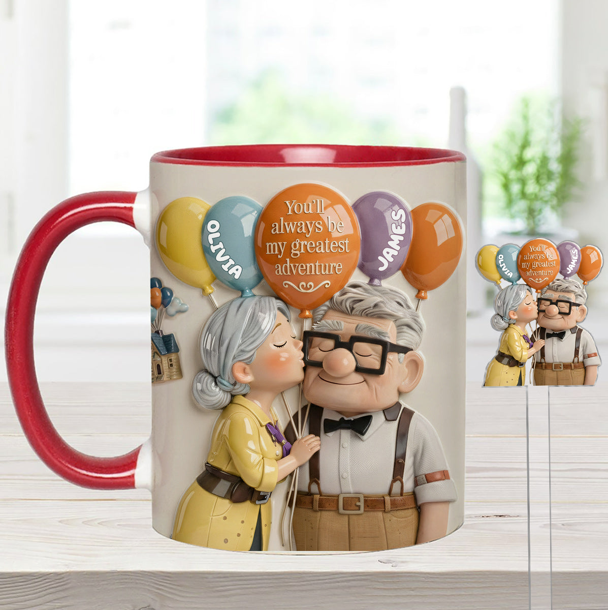 You'll Always Be My Greatest Adventure - Personalized Couple Up Set Accent Mug with Acrylic Stirrers