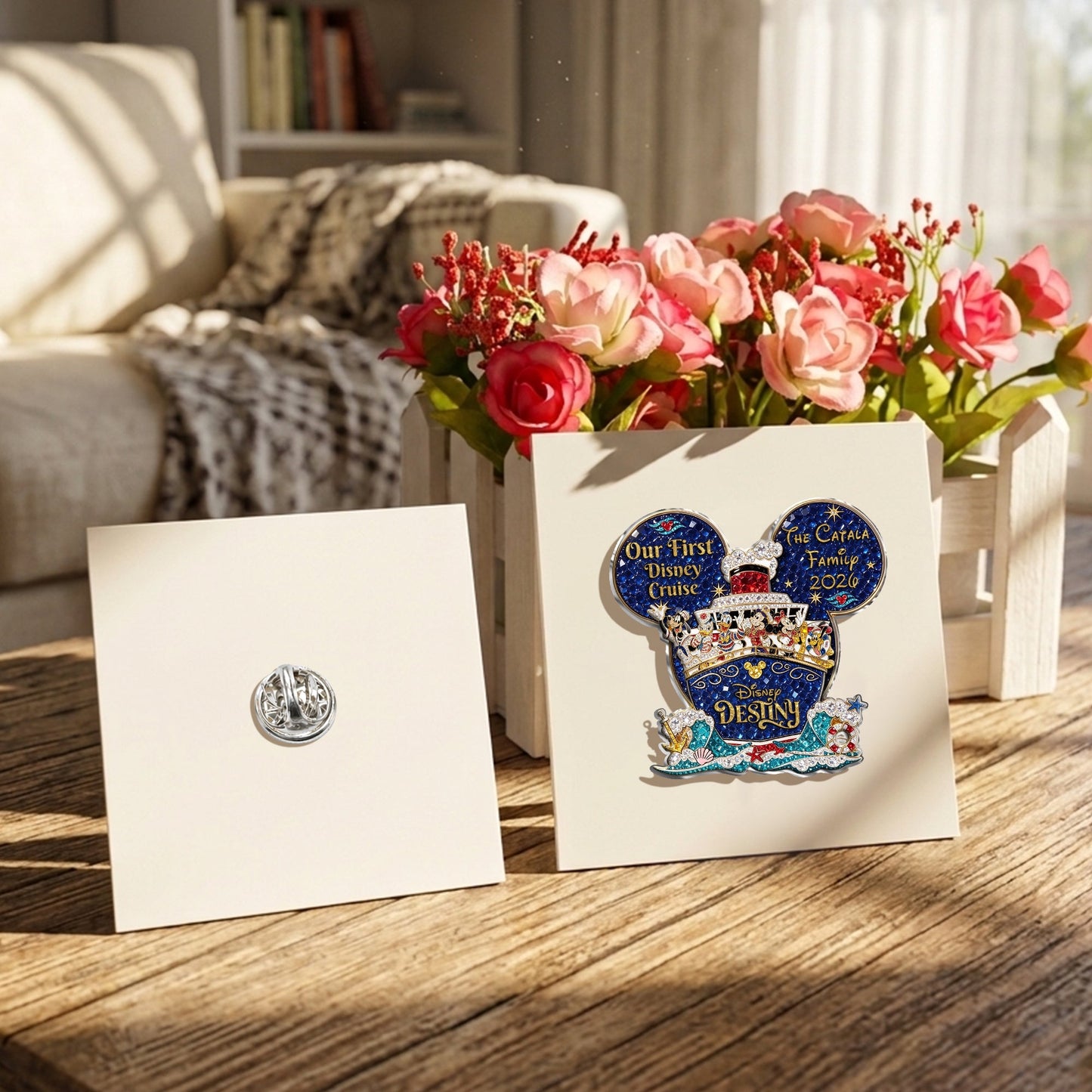 Mouse Cruise Ship Family Vacation - Personalized Dream Cruise 3D Embossed Enamel Pin