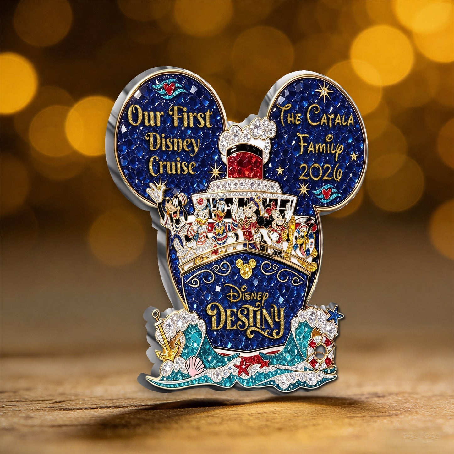Mouse Cruise Ship Family Vacation - Personalized Dream Cruise 3D Embossed Enamel Pin