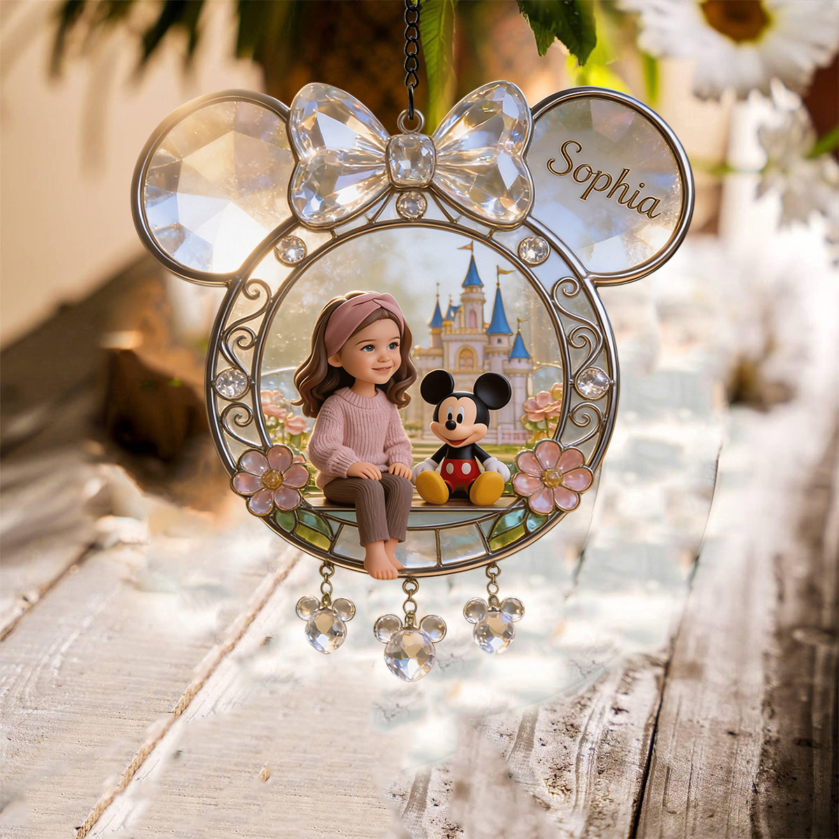Magical Moments - Personalized Mouse Window Hanging Suncatcher With Custom Charms