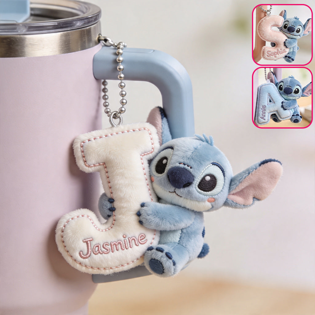 Cute Initial Letter Summer Vibe - Personalized Ohana Plush Keychain