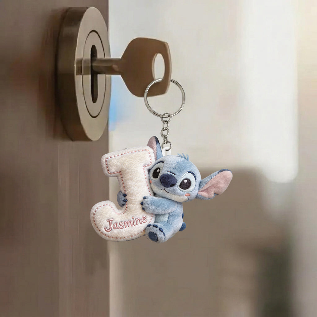 Cute Initial Letter Summer Vibe - Personalized Ohana Plush Keychain